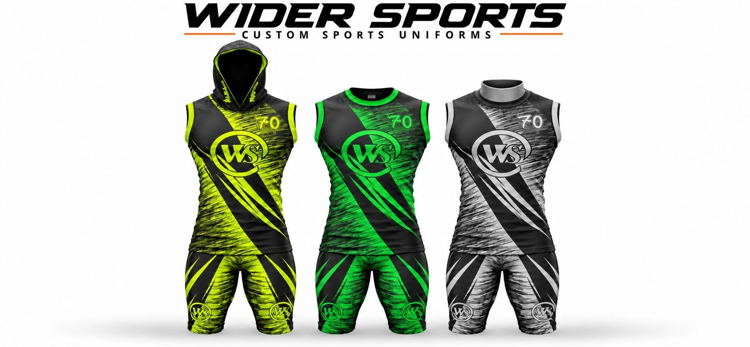 WS three-style collection: Lime, green and grey uniform options with hooded, crew-neck and turtle-neck tops.