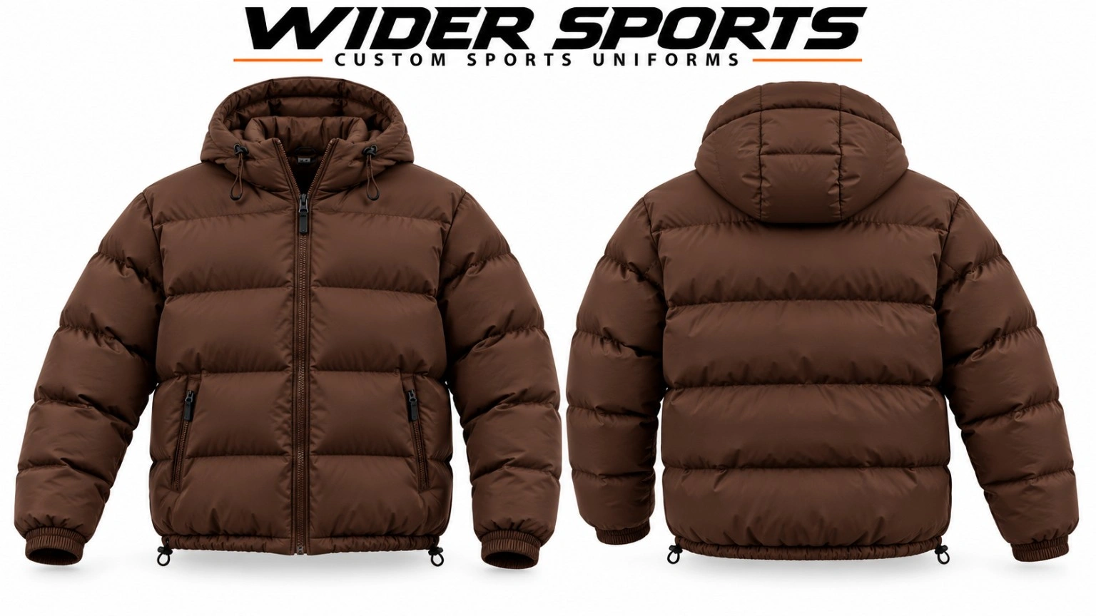Brown hooded bubble jacket: Brown quilted bubble jacket with a hood, full zip and zippered pockets.